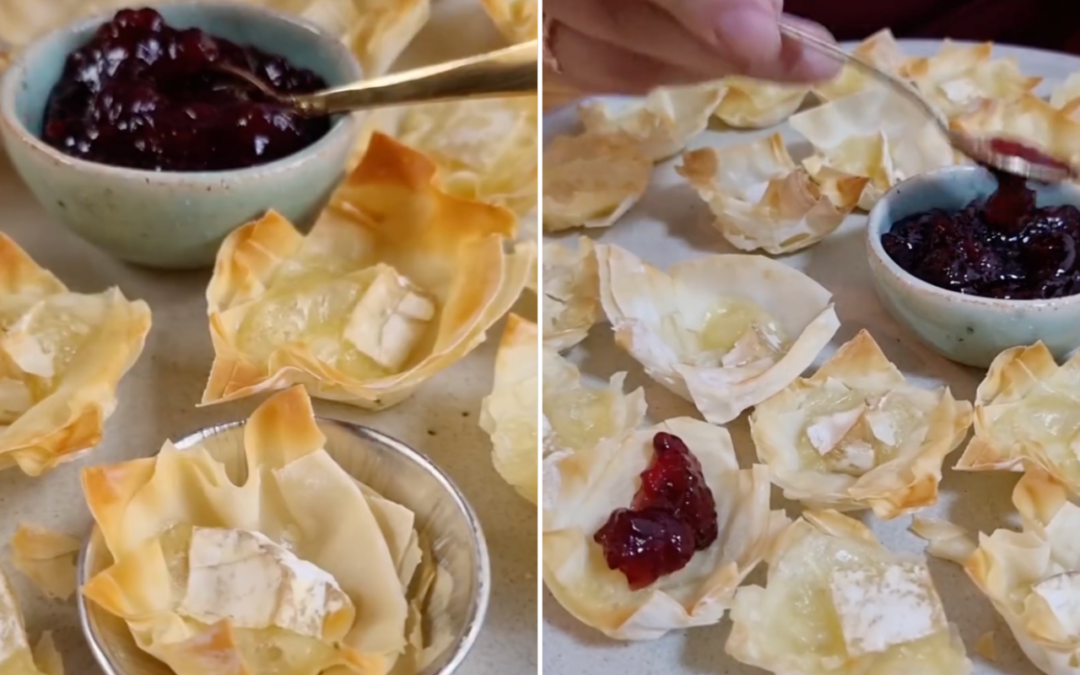 Brie com geleia em versão petisco para o Natal: muito crocante