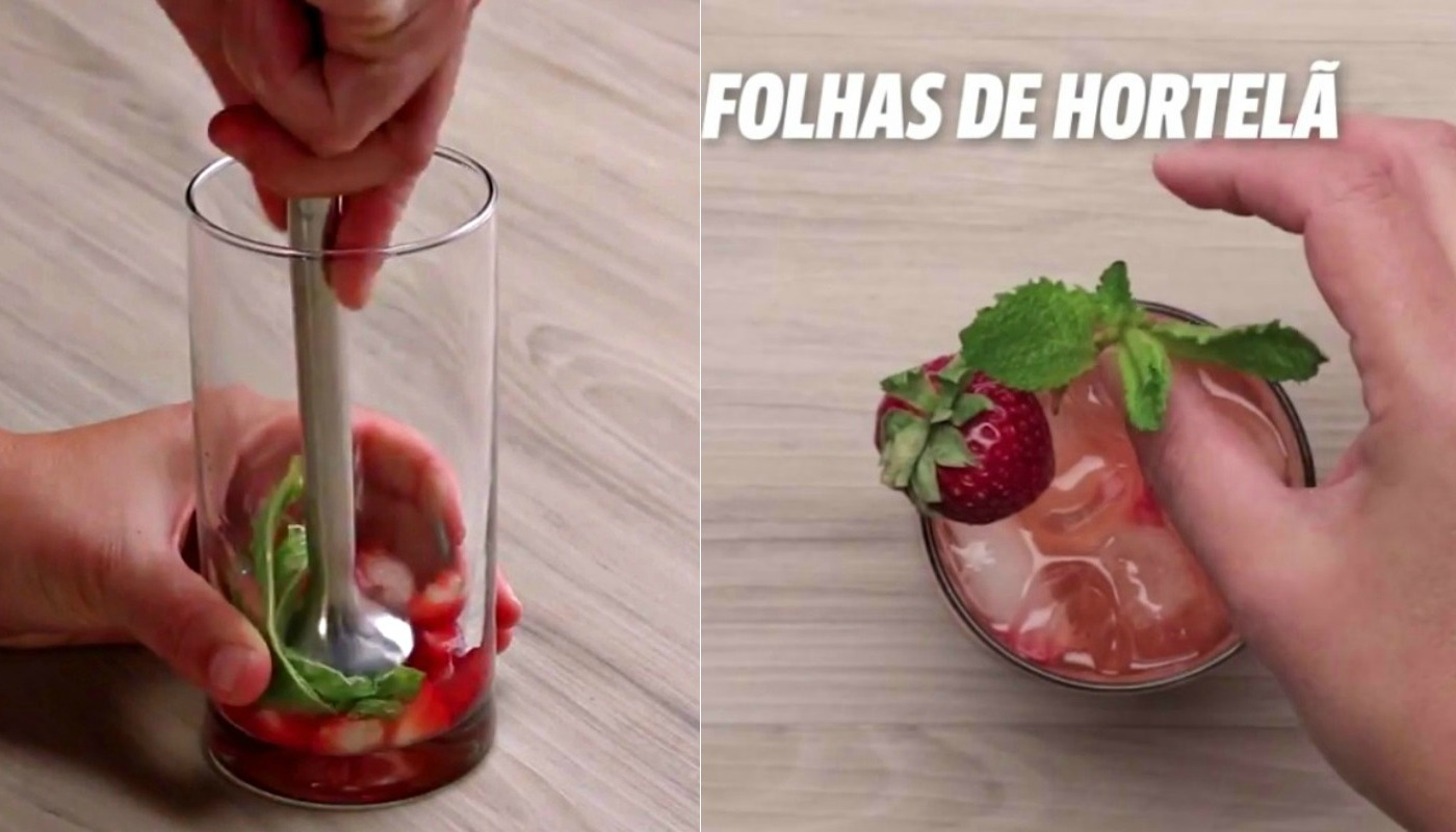 Mojito de morango com espumante é bebida docinha perfeita para dias de calor