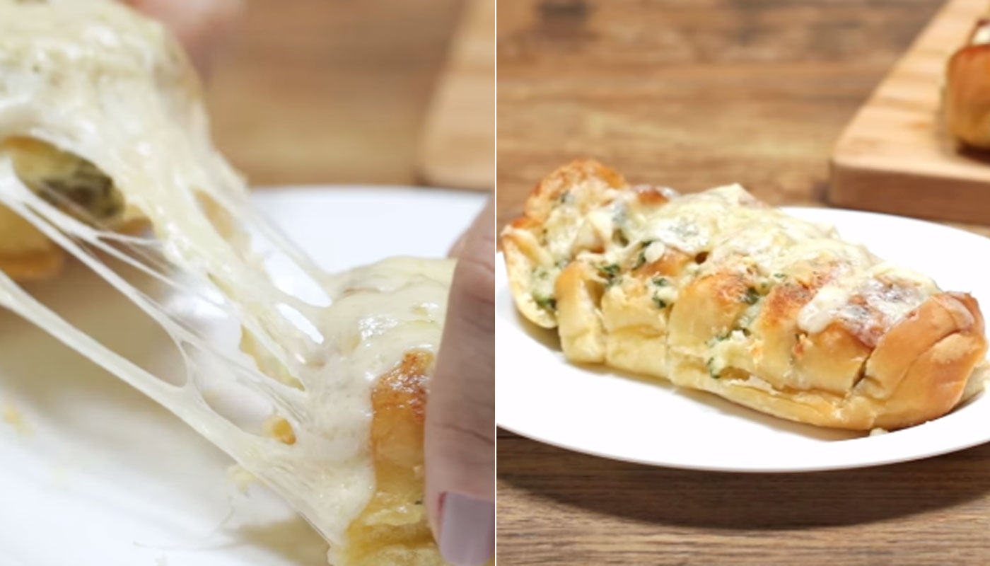 Pão de alho com queijo fica ainda mais saboroso: leva requeijão, muçarela e parmesão